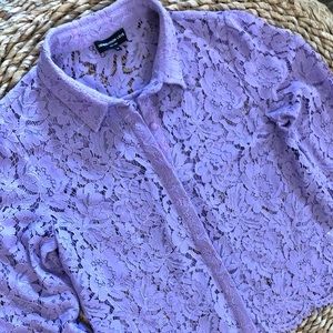 Generation Love Lavender Lace Button Down Blouse- Medium